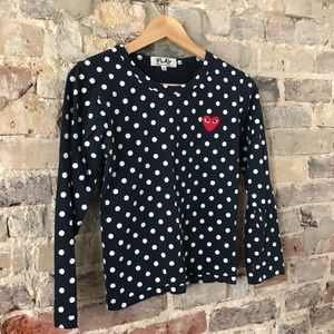 COMME DE GARCON Polka Dot Long Sleeve Top